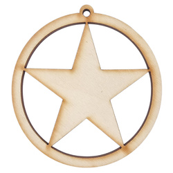 Holzkugel Anhänger Dekoration 7 cm Dekor - mit Stern