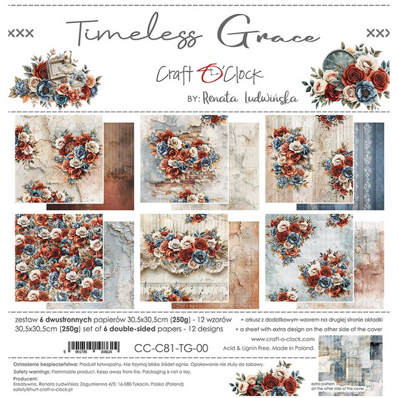 Scrapbooking Papier Set 30x30 - Craft o'clock - Timeless Grace