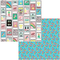 MME 30x30cm doppelseitig Scrapbooking Design Papier, Good Vibes Pink Polaroid