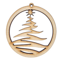 HOLZKUGEL Anhänger aus Holz, Ornament Weihnachtskugel 6 cm - Weihnachtsbaum