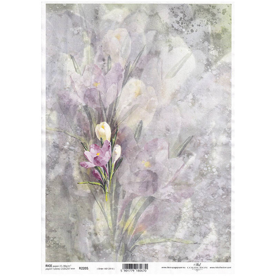 ITD Reispapier Decoupage Bastelpapier Serviettentechnik-R2205 Krokusblüten