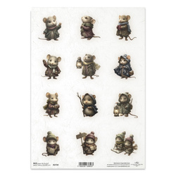 Reispapier für Decoupage A4 - Mäuse, Winter, Vintage - R2739 - Itd Collection