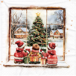 SERVIETTEN 1 Stück Motivservietten Decoupage Napkin 33x33cm, Waiting for Santa 