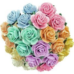 ROSEN Geöffnete 20mm 100Stk Scrapbooking Maulbeerpapier Blumen Flower violett mix