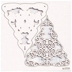 SCRAPINIEC Dekorpappe Die Cut Chipboard Dekoration Ornament 2-lagig - kleiner Weihnachtsbaum Idea d'oro 