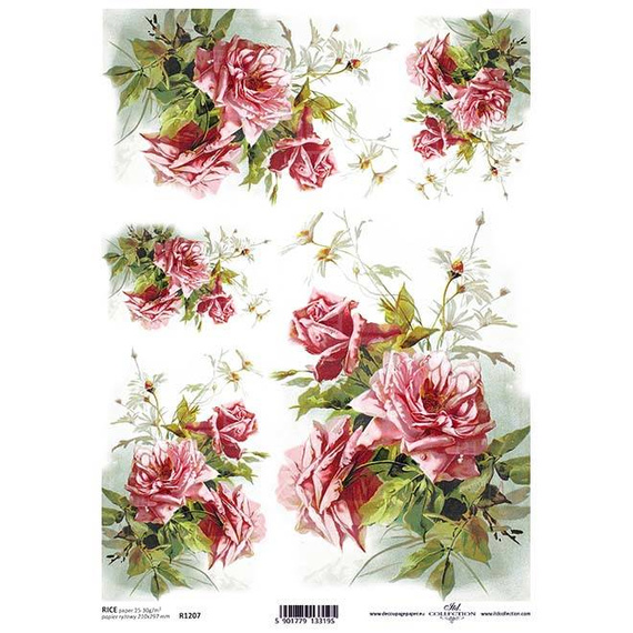 ITD Reispapier Decoupage Bastelpapier Softpapier Serviettentechnik, Blumen R1207