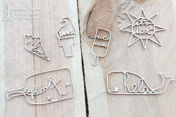 SCRAPINIEC Dekorpappe Die Cut Chipboard Dekoration Ornament, Summer Eis 3562