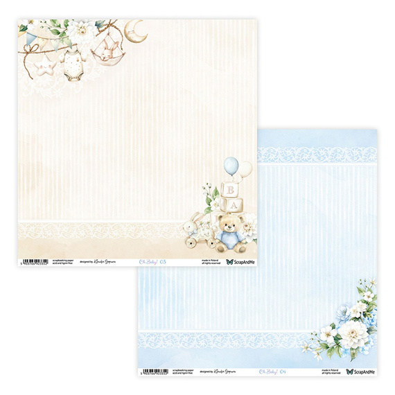 SCRAPANDME Set 15Blatt 20x20cm doppelseitig Scrapbooking Papier - Oh, Baby