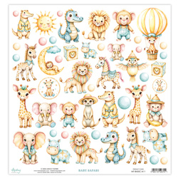 Scrapbooking-Papier mit Elementen 30 x 30 cm - Mintay - Baby Safari