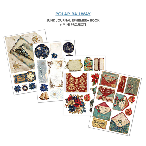 Scrapbooking Papier Set A4 - Junk Journal & Ephemera Book - Ciao Bella - Polar Railway