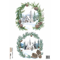 Reispapier Decoupage Bastelpapier A4 - Scraplove - Winter Pastel City 1 - Winterliche Pastellstadt 1