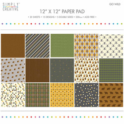 SIMPLY CREATIVE Set 20 Blatt 30x30cm Scrapbooking Craft Papier 200g, Go Wild