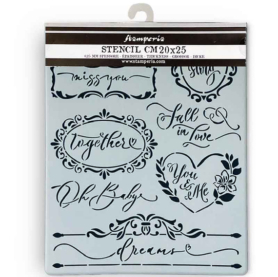 STAMPERIA Mixed Media Schablone STENCIL - Romance Forever Etikettierung