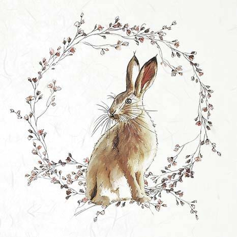 ITD - Reispapier-Set - RSM051 - Hasen mit Blumenkränzen