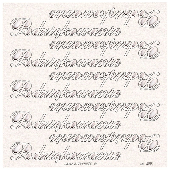 SCRAPINIEC Dekorpappe Die Cut Chipboard Dekoration Ornament, Podziękowania 5188