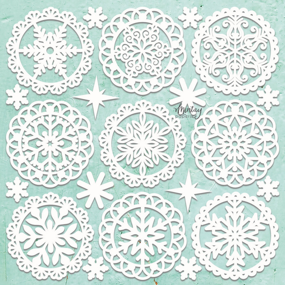 Karton MINTAY Chippies - Dekorpappe Die Cut Chipboard Dekoration Ornament - Winter-Deckchen