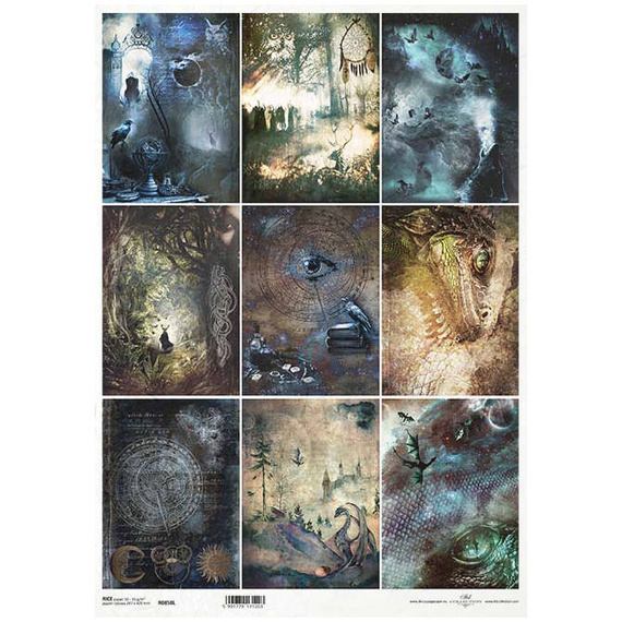 ITD Reispapier Decoupage Bastelpapier, A3 858L magische Welt, Astrologie, Drachen