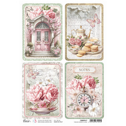 Reispapier Decoupage Bastelpapier Ciao Bella für A4-Decoupage - Timeless Moment Timeless Moments Cards Tür, Krug, Pfingstrosen