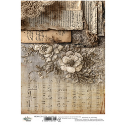 Reispapier für Decoupage A4 - Art of Alchemy - In silence, Noten, Spitze