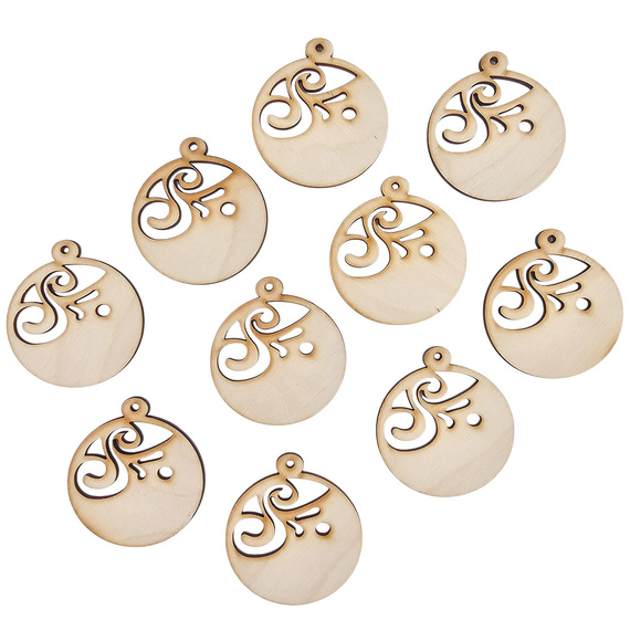 Holz-Christbaumanhänger Set 10 Stück - Ornament - 6 cm