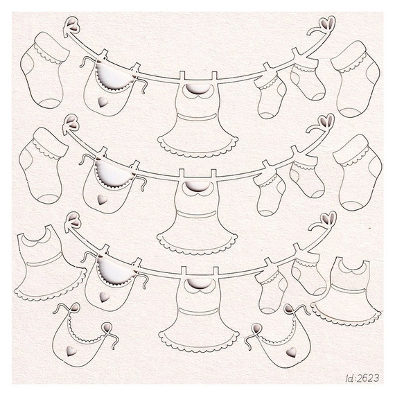 SCRAPINIEC Dekorpappe Die Cut Chipboard Dekoration, Girlande Kinderkleidung 2623