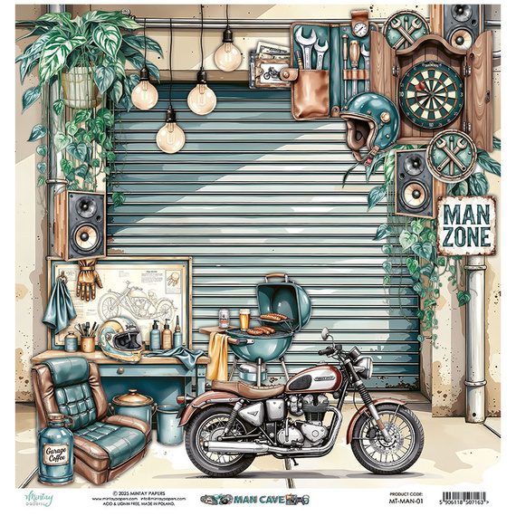 Scrapbooking Papier 30x30 - Mintay - Man Cave 01