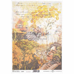 ITD Reispapier Decoupage Bastelpapier Weibliches Gesicht, Pflanzen R2079