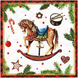 Serviettentechnik Motivserviette - 1 Stück - Decoupage Serviette 33x33 cm - Classic rocking horse