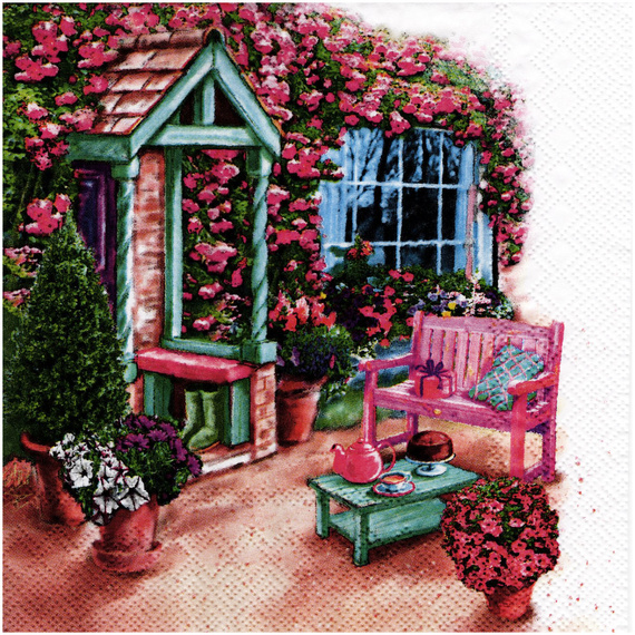 SERVIETTEN 1 Stück Motivservietten Decoupage Napkin 33x33cm, Garden Views