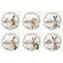 ITD - Reispapier-Set - RSM052 - Hasen mit Blumenkränzen und Ansichten