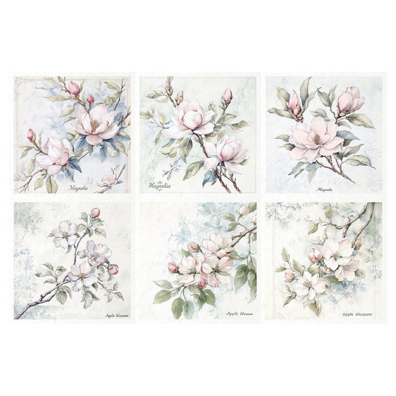 Reispapier-Set-Bastelpapier - ITD - RSM176 Blumen, Magnolie, Apfelblüten
