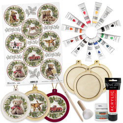 Weihnachts-Decoupage-Starter-Set – Holzkugeln mit Spielzeug