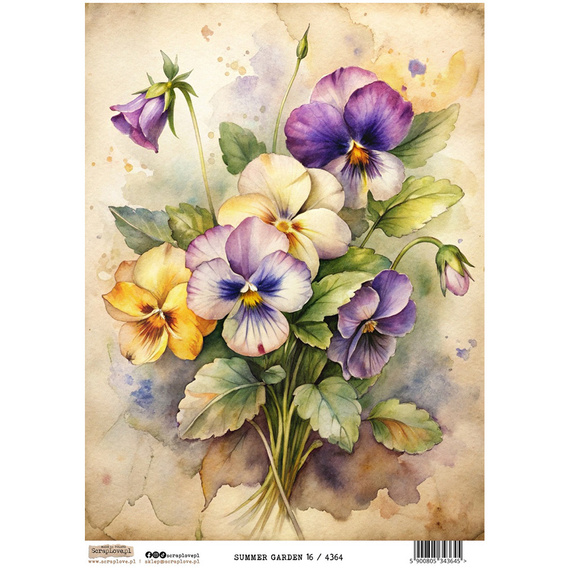 Reispapier Decoupage Bastelpapier A4 - Scraplove - Summer Garden 16