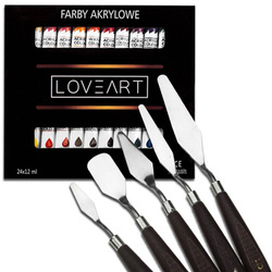 LOVEART Acrylfarben 24x12ML Acrylset Farben Farbenset Künstlerfarbe Malfarben