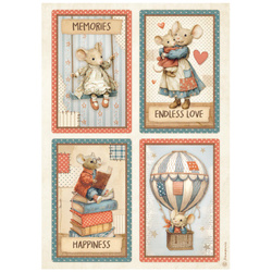 Reispapier für Decoupage A4 -  Family 4 karte - Stamperia