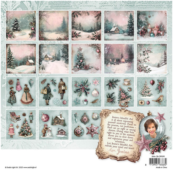 STUDIOLIGHT Scrapbooking Papier Set 20x20 cm, Collage Papier Pad- Christmas Blush