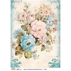 Reispapier Decoupage Bastelpapier A4 - Scraplove - Blue Vintage Background 6