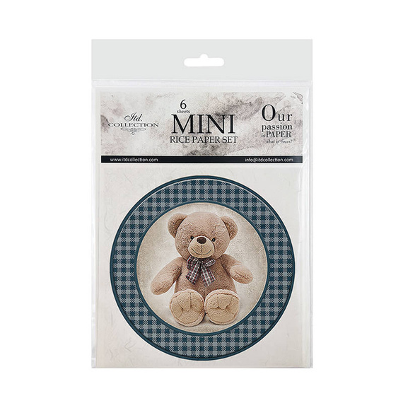 ITD - Reispapier-Set - ITD - RSM047 Spielzeug, Karomuster ,Teddybären, Blau