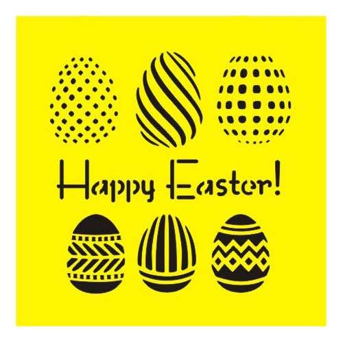 ITD Mixed Media Schablone STENCIL für Decoupage Scrapbooking 16x16, ST0143 Happy Easter Osterei