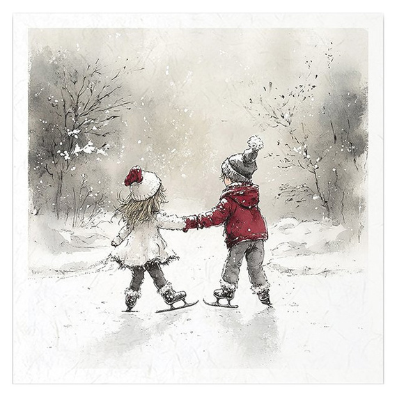 Reispapier-Set - Kinder, Weihnachtsbaum, Schneemann, Schlitten, Winter - RSM201 - Itd Collection