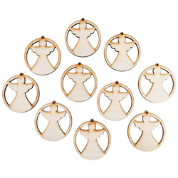 Holz-Christbaumanhänger Set 10 Stück - Engel - 6 cm