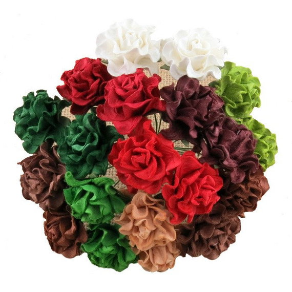 ROSEN Tuscany 30mm 20Stk Scrapbooking Maulbeerpapier Blumen Flower, Weihnachten