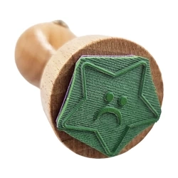 PROJECT PREZENT Gummistempel + Greif  - Stern mit traurigem Gesicht