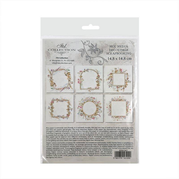 ITD Reispapier Decoupage Bastelpapier, RSM041 Blumenrahmen