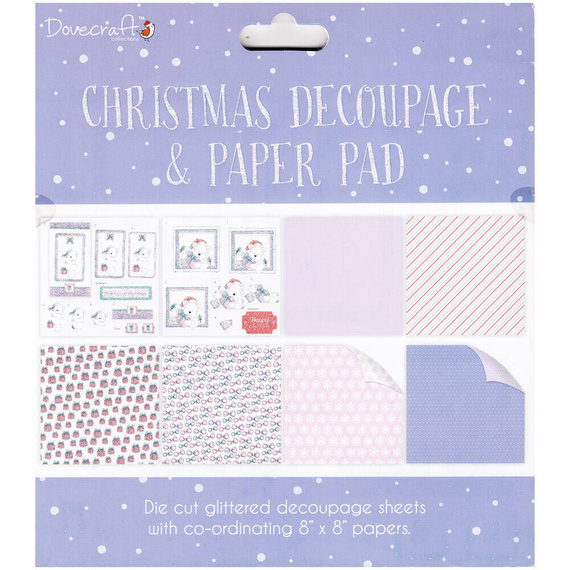 DOVECRAFT Papiere und Elemente - Bastelset Scrapbooking Christmas Decoupage & Paper Pad - Purple