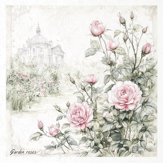 Reispapier-Set-Bastelpapier - ITD - RSM177 Blumen, Rosen, Pfingstrosen