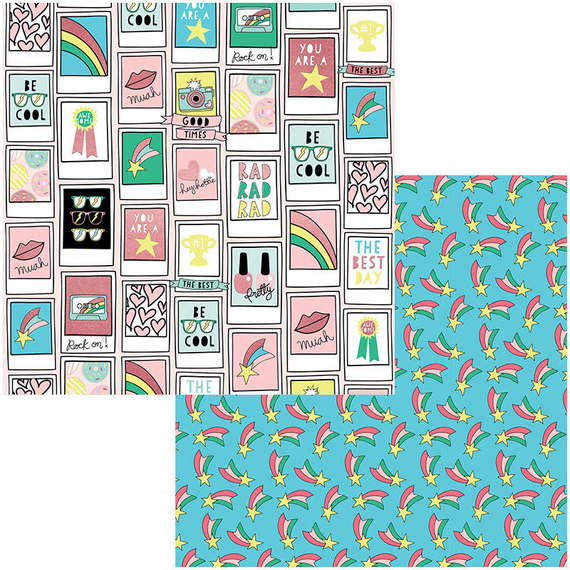 MME 30x30cm doppelseitig Scrapbooking Design Papier, Good Vibes Pink Polaroid