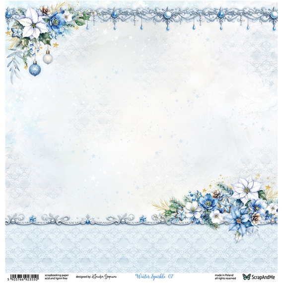 Scrapbooking Papier - ScrapAndMe - Winter Sparkle 07/08 - doppelseitig 30x30 cm