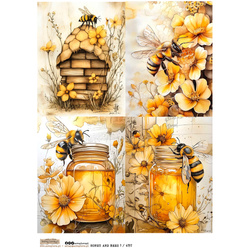 Reispapier Decoupage Bastelpapier A4 - Scraplove - Honey and Bees 1