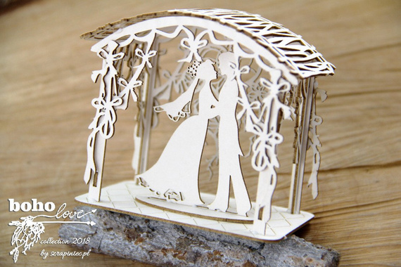 SCRAPINIEC Dekorpappe Die Cut Chipboard Dekoration Ornament, Laube Brautpaar